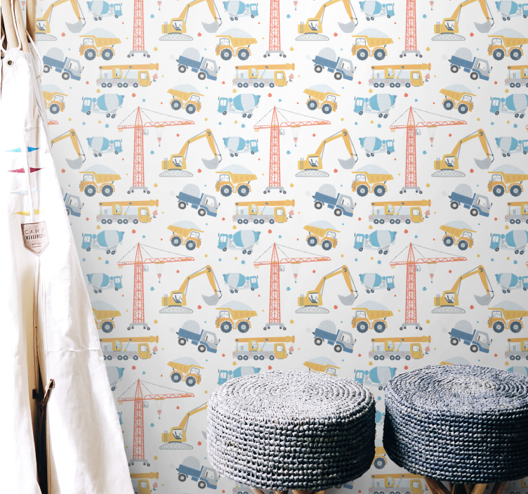 Tαπετσαρία παιδικής κρεβατοκάμαρας μοτίβα κατασκευής - TenStickers