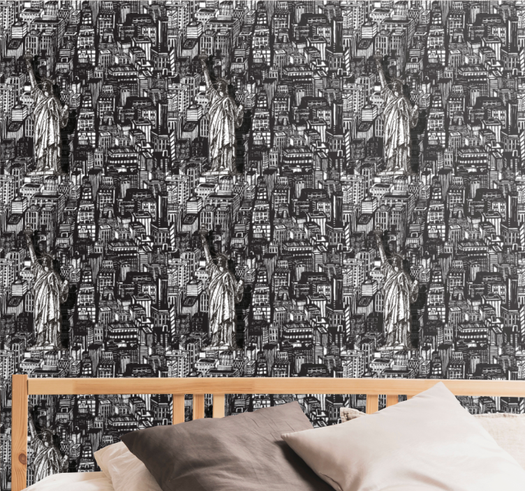 ταπετσαρίες τοπίων πόλης αστικό κολάζ αγάλματος - TenStickers