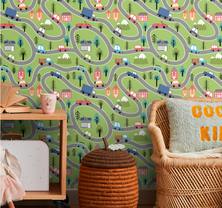 ταπετσαρίες τοπίων πόλης σκηνή δρόμου με στροφές - TenStickers