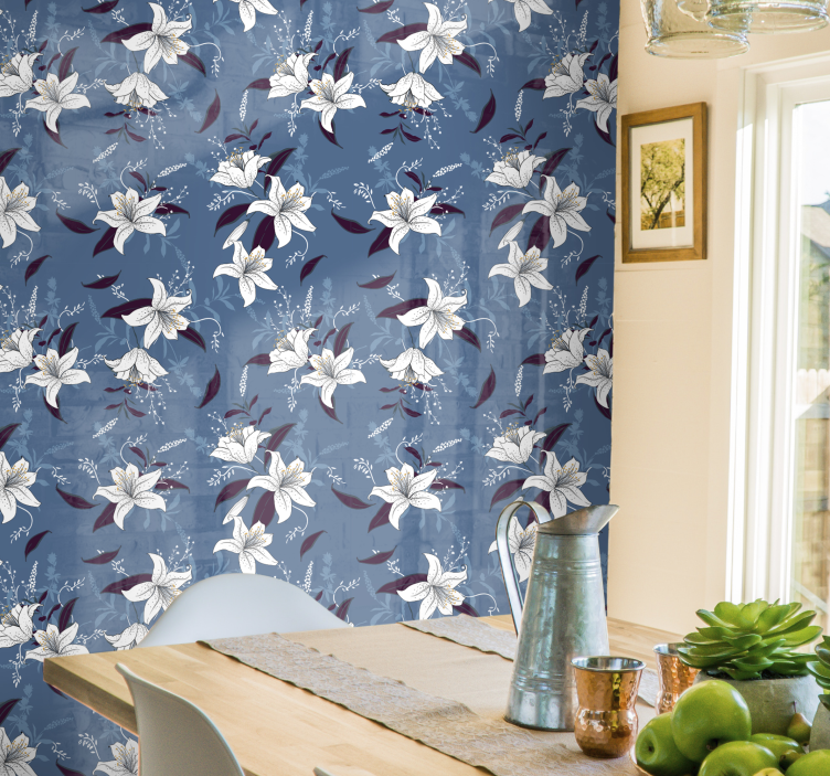 ταπετσαρία λουλουδιών κρύων κρίνων - TenStickers