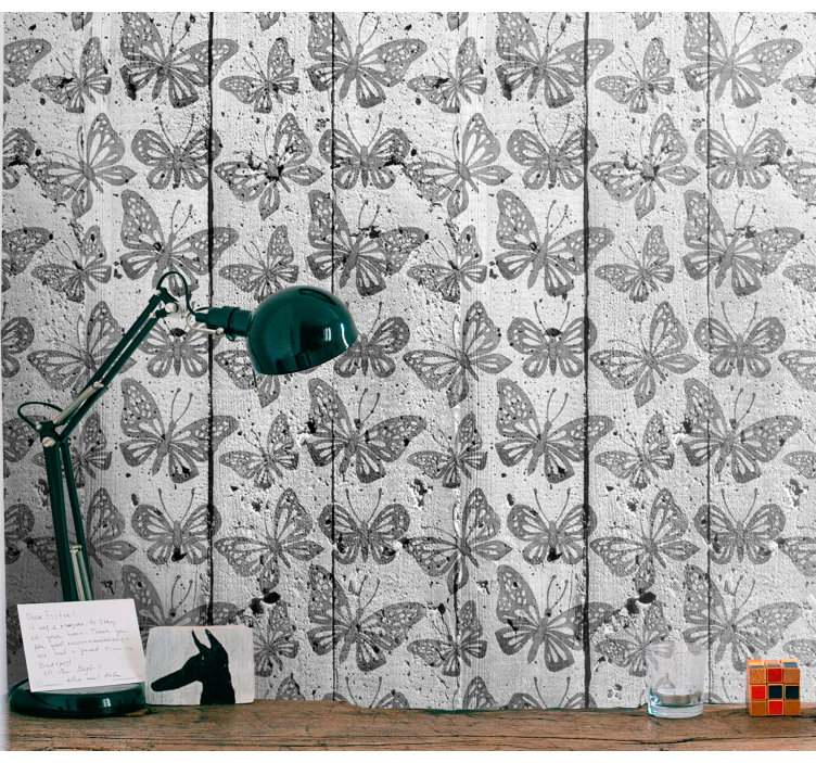 μπετόν με πεταλούδες μπετόν ταπετσαρία - TenStickers