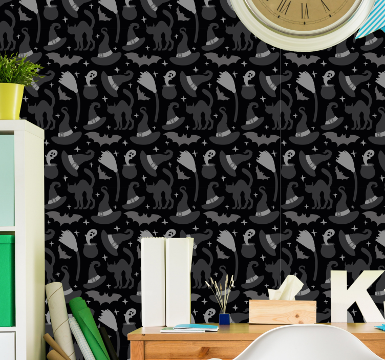 ταπετσαρία αποκριών καπέλα μαγισσών και φαντάσματα - TenStickers