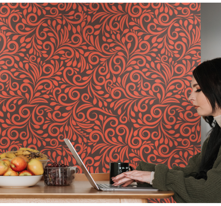 ταπετσαρία λουλουδιών περίτεχνα στροβιλίσματα - TenStickers