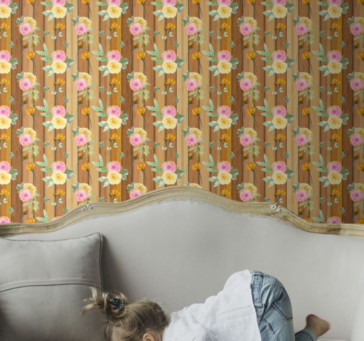 ταπετσαρία λουλουδιών από ξύλο - TenStickers