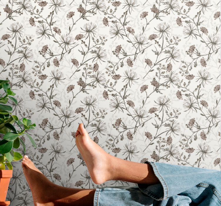 ταπετσαρία λουλουδιών βοτανικές εκτυπώσεις - TenStickers