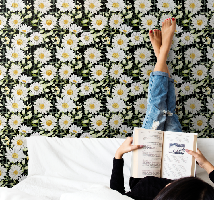 ταπετσαρία λουλουδιών λουλουδάτο επίδειξη μαργαρίτας - TenStickers