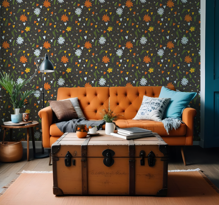 ταπετσαρία λουλουδιών λουλουδάτο μοτίβο ευθυμίας - TenStickers