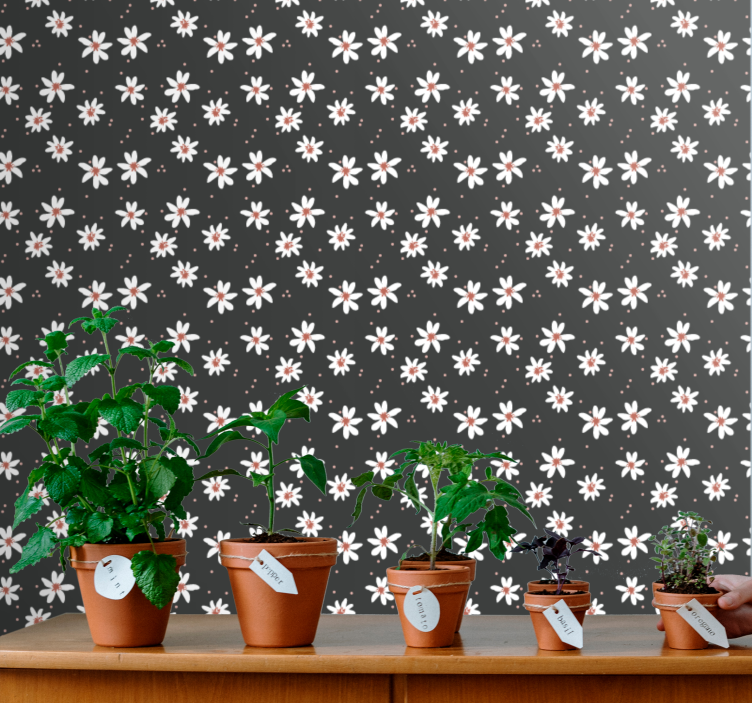 ταπετσαρία λουλουδιών επανάληψη λουλουδάτου μοτίβου - TenStickers