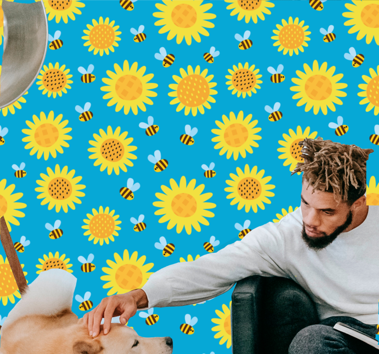 ταπετσαρία λουλουδιών ηλιόλουστο λουλουδάτο μοτίβο - TenStickers