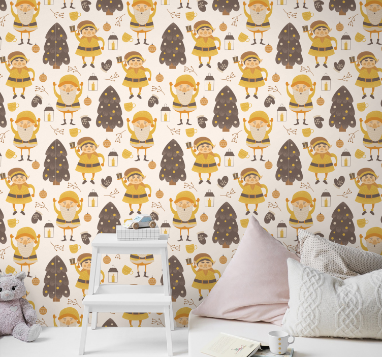 αστεία χριστουγεννιάτικα ταπετσαρία παιδικά ξωτικά - TenStickers