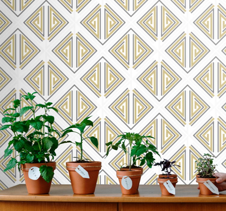 γεωμετρική ταπετσαρία στυλιζαρισμένα τριγωνικά μοτίβα - TenStickers