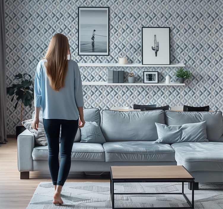 Γεωμετρική ταπετσαρία εφέ υφασμάτων - TenStickers