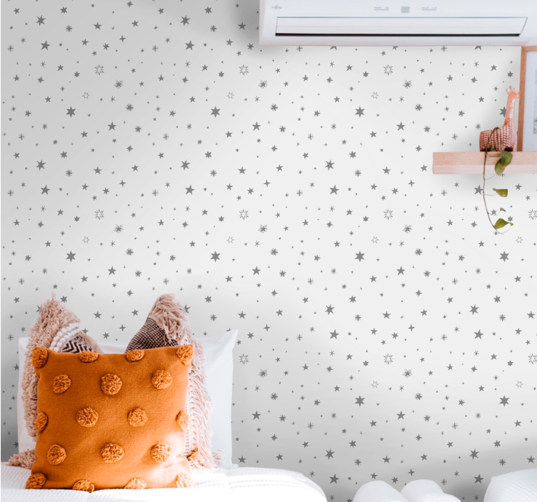 γκρι φόντο με ταπετσαρία λευκά αστέρια - TenStickers