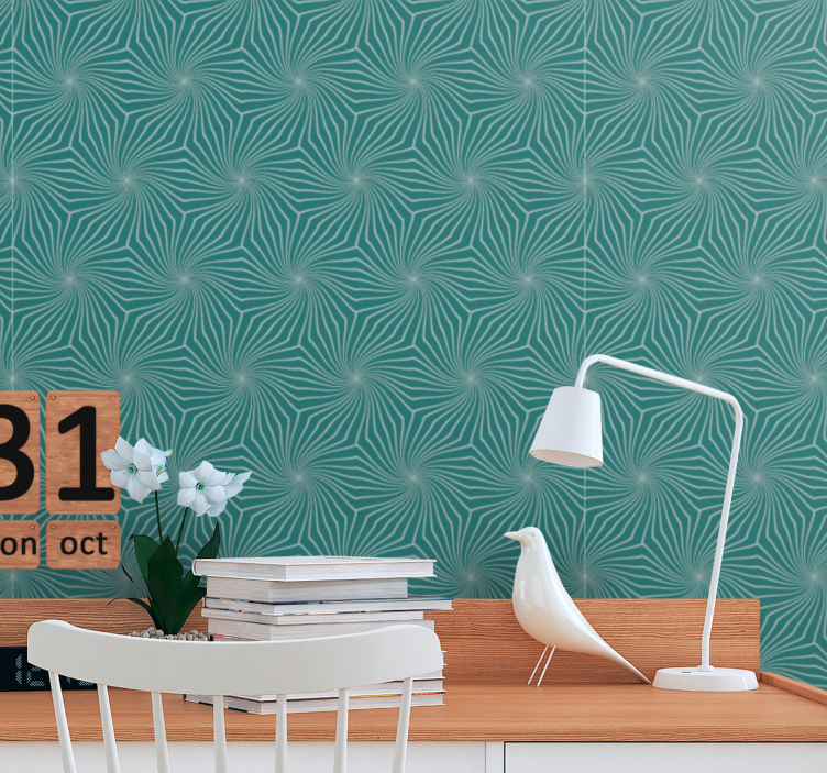 πράσινο μοντέρνο μοτίβο λουλουδάτη ταπετσαρία - TenStickers