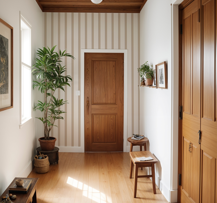 Tαπετσαρία διάδρομο μπεζ ρίγες - TenStickers