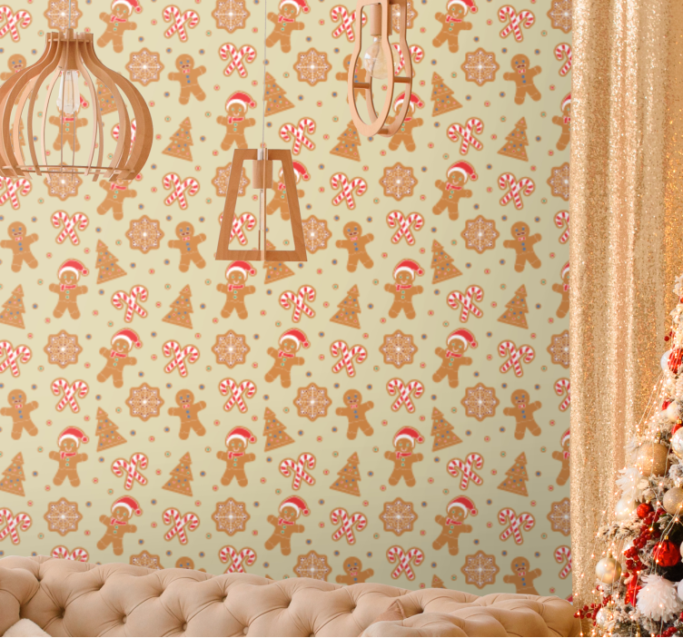 Χριστουγεννιάτικο ταπετσαρία εορταστικές φιγούρες μελόψωμου - TenStickers