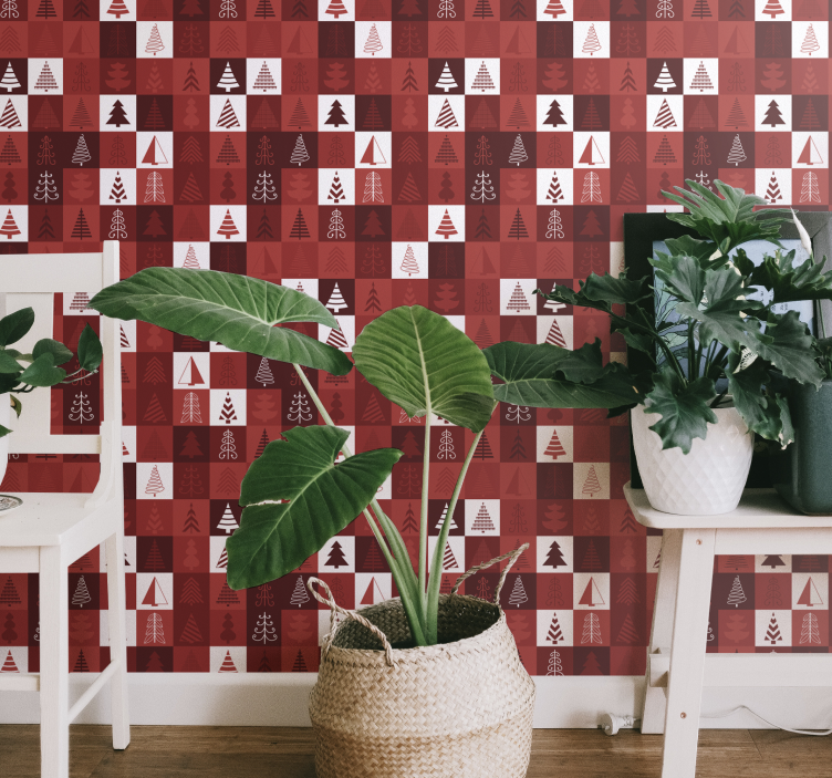 Χριστουγεννιάτικο ταπετσαρία εορταστικά σχέδια δέντρων - TenStickers