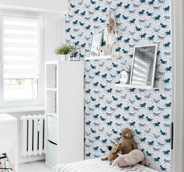 ταπετσαρία αλόγου τρέχοντας μπλε πουλάρια - TenStickers