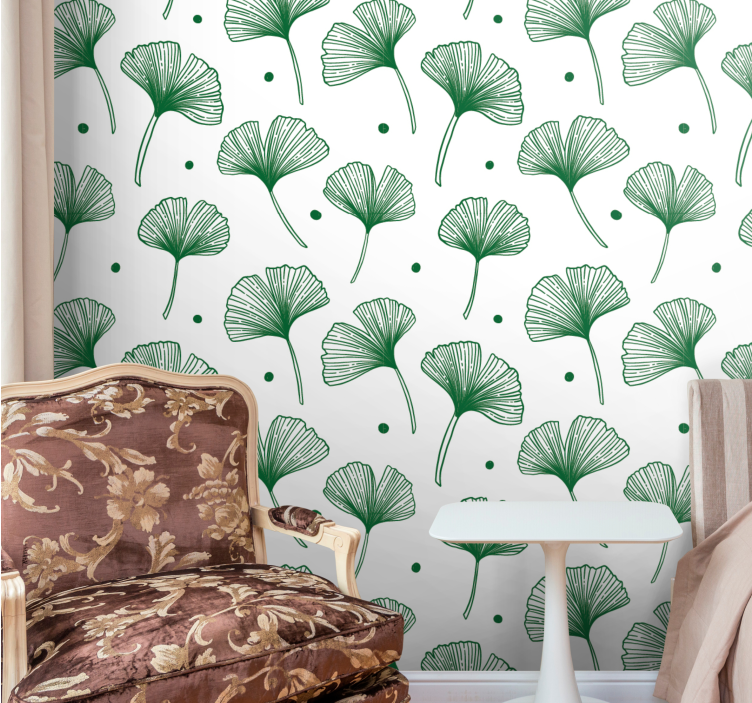 Φύλλα ταπετσαρίας ginkgo verde elegante - TenStickers