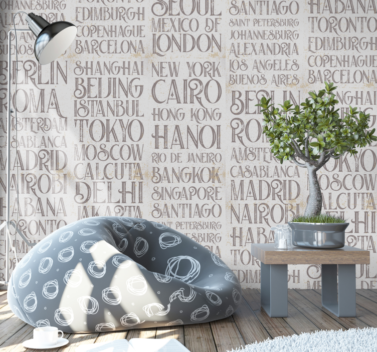 Χαρτί τοίχου με γράμματα - Πόλεις του κόσμου - TenStickers