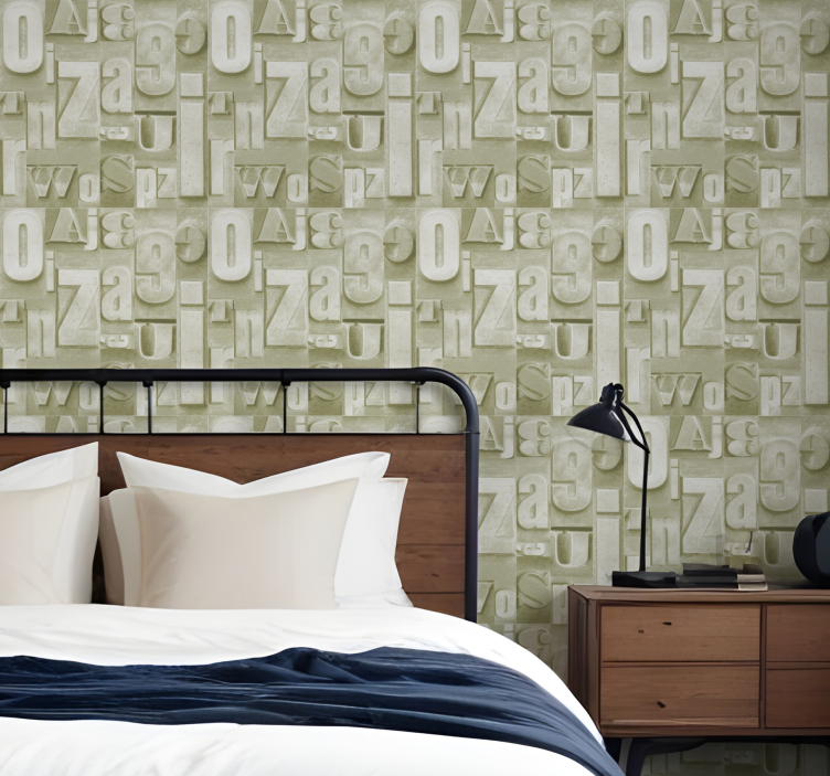 Χαρτί τοίχου με γράμματα τρισδιάστατο βιομηχανικό στυλ - TenStickers