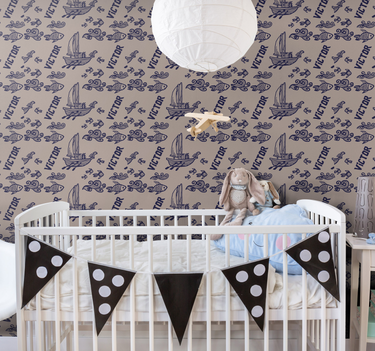 ταπετσαρία κρεβατοκάμαρων θαλάσσιων σκαφών και ψαριών - TenStickers