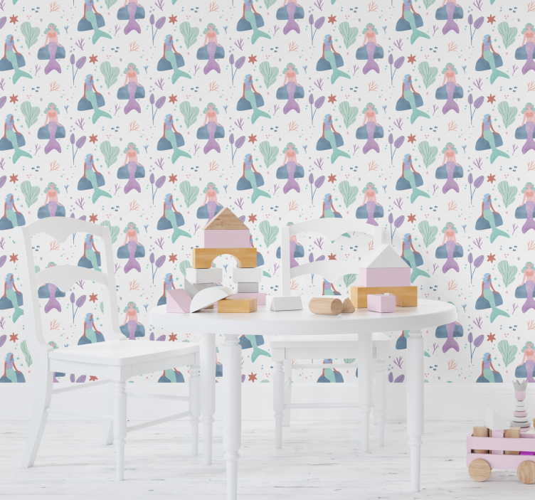 ταπετσαρία γοργόνα κάθεται σε ροκ παιδιά - TenStickers