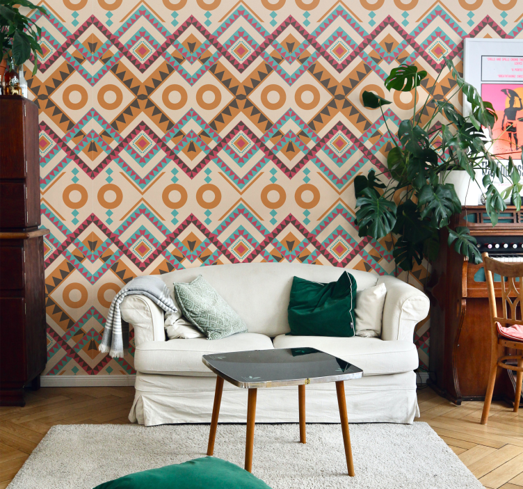 πολύχρωμα διαμάντια μοτίβο ταπετσαρίας - TenStickers