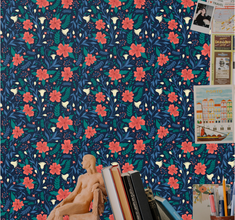 ταπετσαρία φύσης καλλιτεχνικών λουλουδιών σκανδιναβικού ύφους - TenStickers