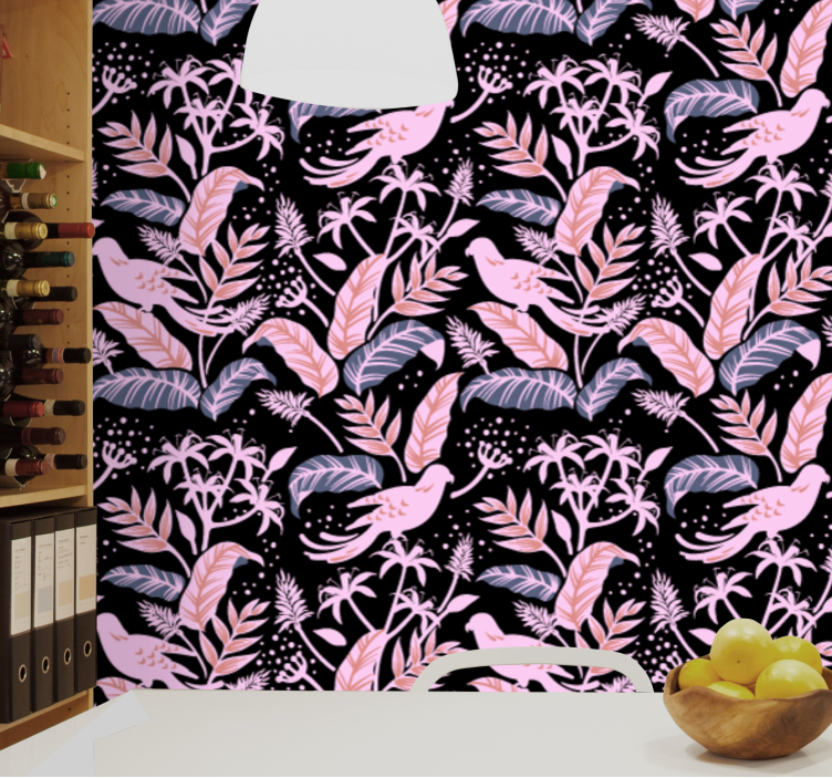 Διακοσμητικό ταπετσαρία πουλιά floral αρμονία - TenStickers