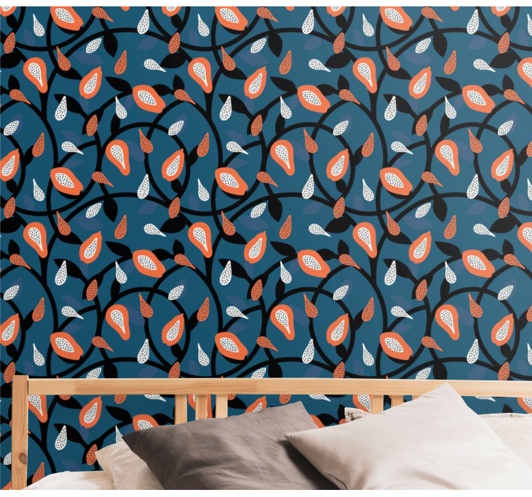 παπάγια και φυτά μοντέρνα ταπετσαρία - TenStickers