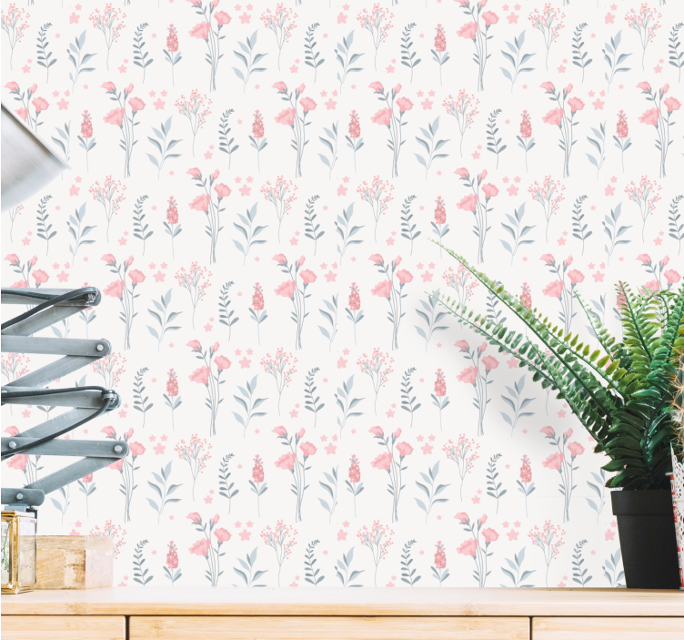 ροζ άνθος λουλούδια ταπετσαρία λουλουδιών - TenStickers