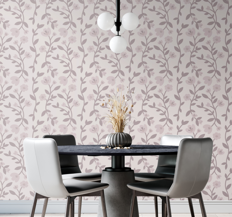 ταπετσαρία ροζ ευαίσθητα λουλούδια - TenStickers