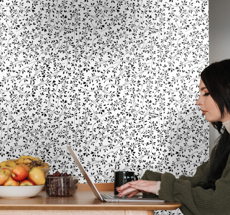 λουλούδια σε μαύρο λουλούδι ταπετσαρία - TenStickers