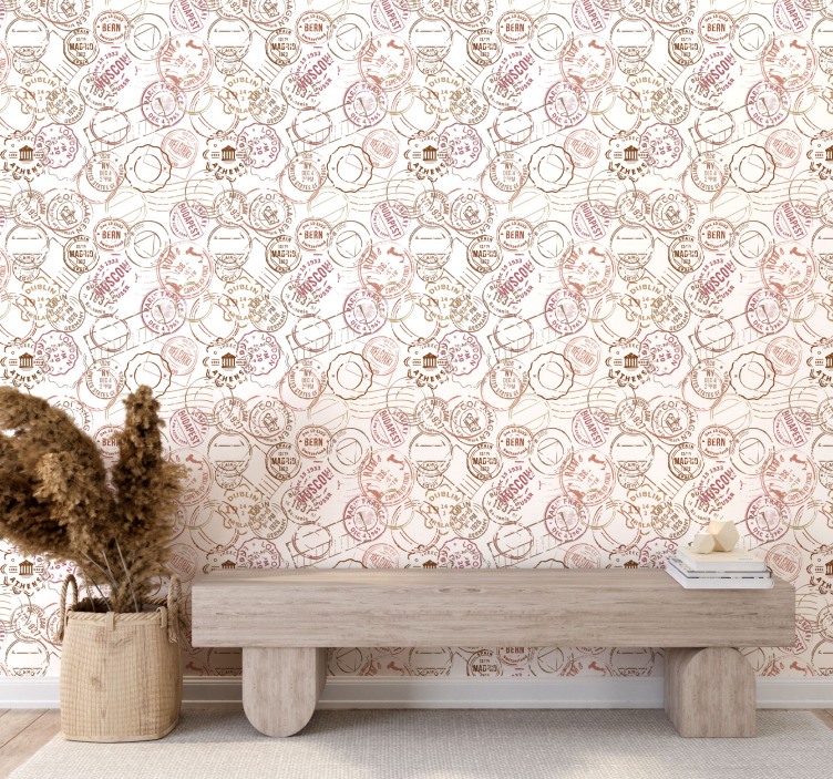 ρετρό γραμματόσημα vintage ταπετσαρία - TenStickers