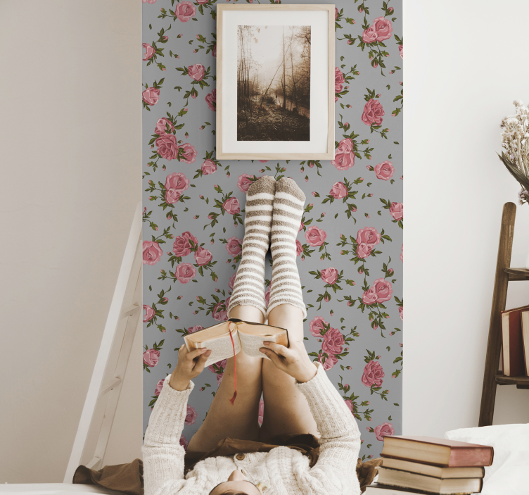 ταπετσαρία λουλουδιών μοτίβο τριαντάφυλλων - TenStickers