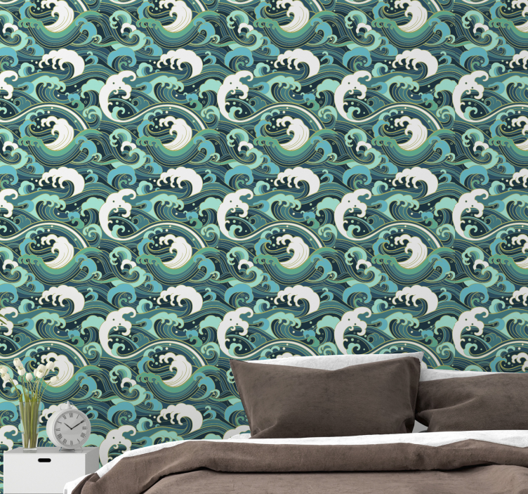 ταπετσαρία μοτίβο κύματα καταιγίδας - TenStickers