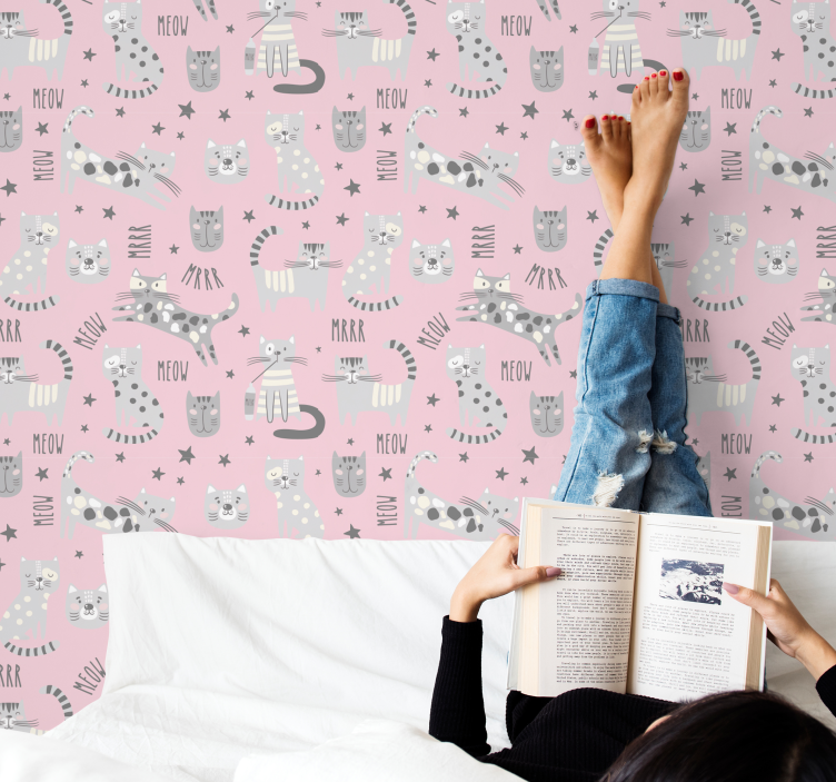 κομψό γάτα ταπετσαρία ζώων - TenStickers