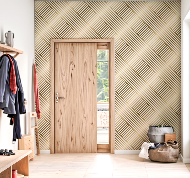 Tαπετσαρία εισόδου γεωμετρικές χρυσές γραμμές - TenStickers