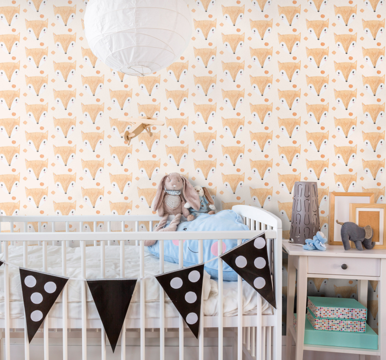 Tαπετσαρία παιδικής κρεβατοκάμαρας ζωγραφισμένη στο χέρι αλεπού - TenStickers