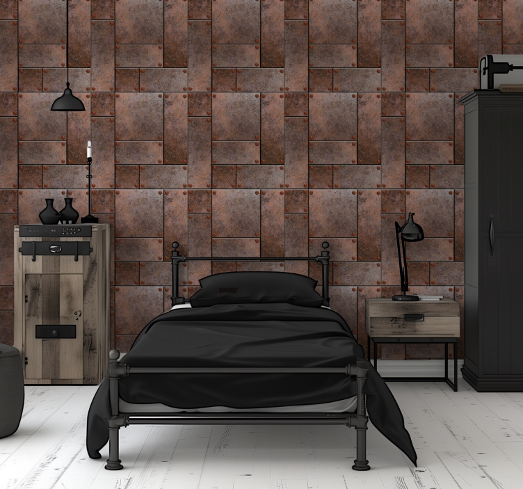 Tαπετσαρία για το δωμάτιο έφηβου μεταλλικές πλάκες - TenStickers