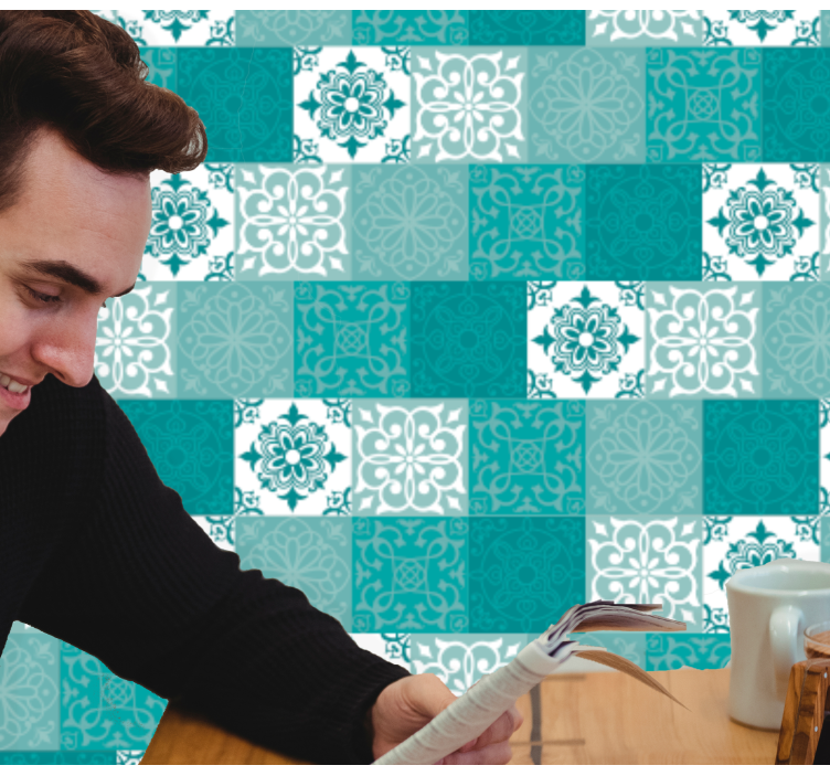 ταπετσαρία τυρκουάζ βινυλίου - TenStickers