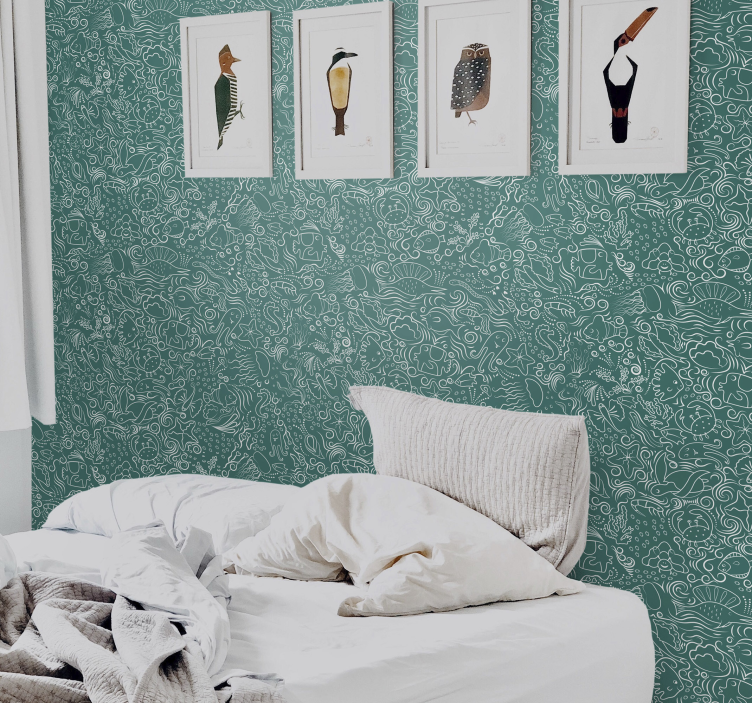 υποθαλάσσια ταπετσαρία ζώων μοτίβο χέρι - TenStickers