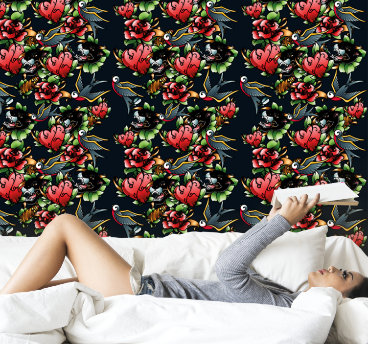 Vintage τατουάζ vintage ταπετσαρία - TenStickers