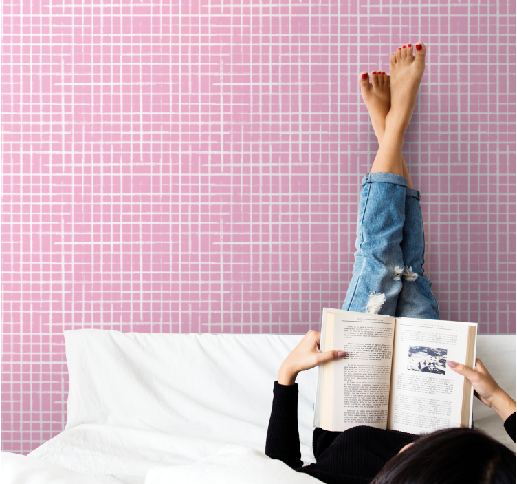 ταπετσαρία τετράγωνων σχημάτων ατμόσφαιρα μοτίβο πλέγματος - TenStickers