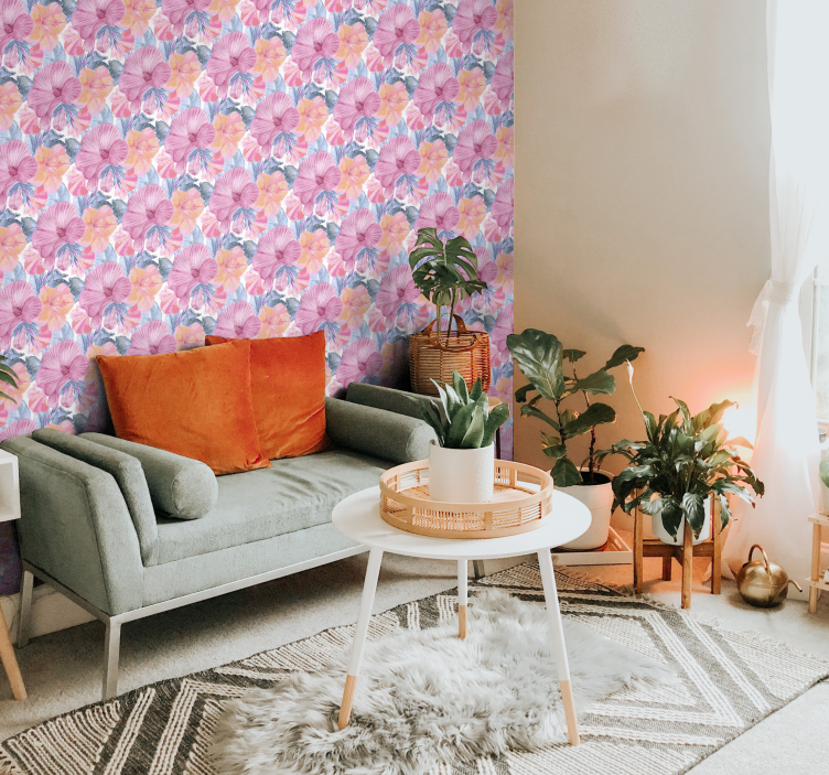 ταπετσαρία ακουαρέλα λουλούδι μολόχα - TenStickers