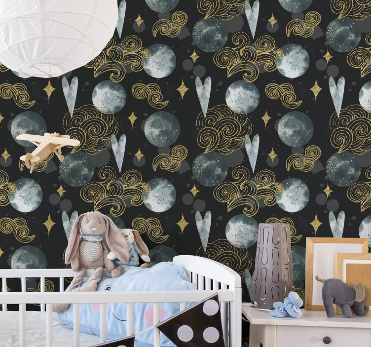 ταπετσαρία ακουαρέλα νύχτα αστέρι - TenStickers