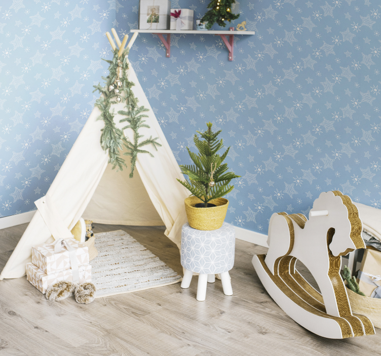 ταπετσαρία λευκά και μπλε αστέρια - TenStickers