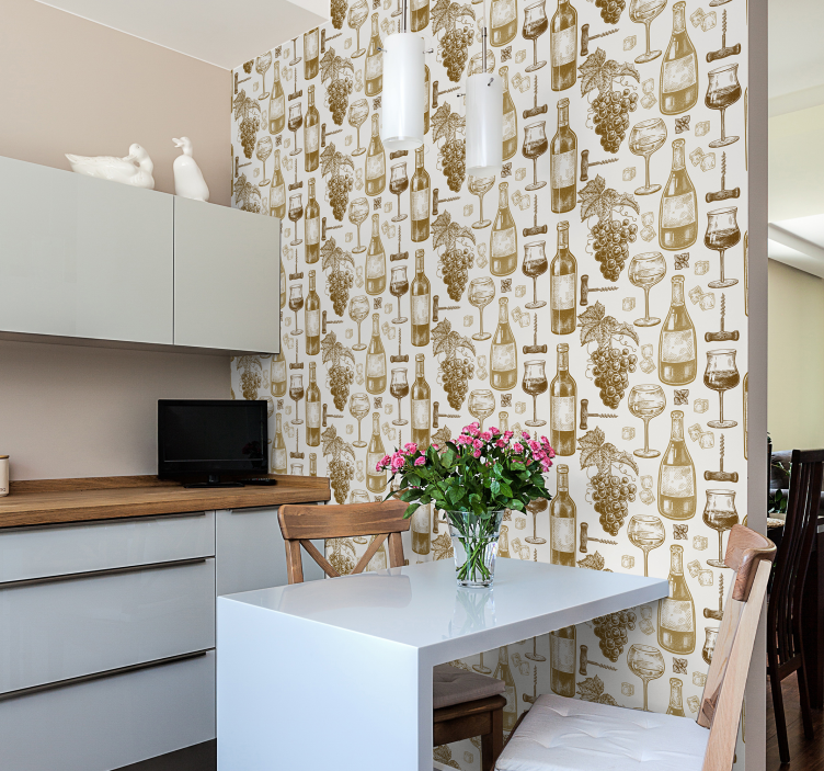 ταπετσαρία κουζίνας μπουκάλια κρασί - TenStickers