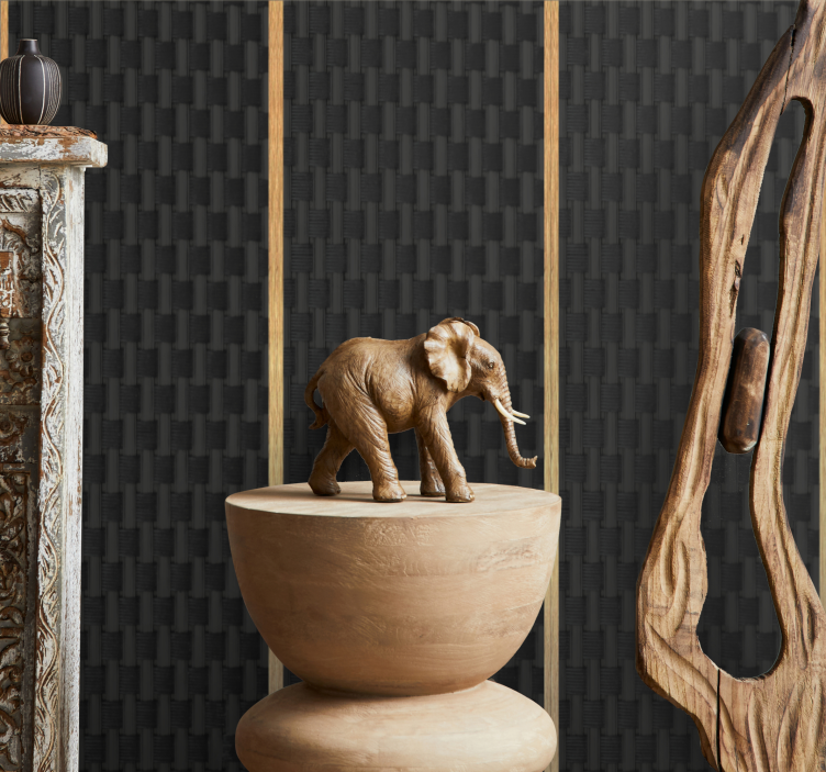 Ξύλινη μαύρη γαλλική ψάθινη ταπετσαρία - TenStickers